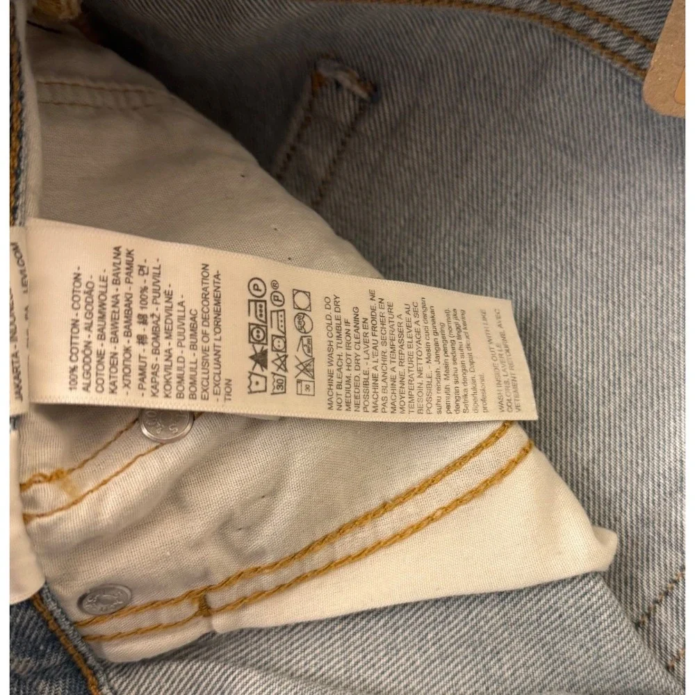 Levis Icon Skirt Women 32 Light Blue Denim Mini Raw Hem Button Fly Summer‎ NEW